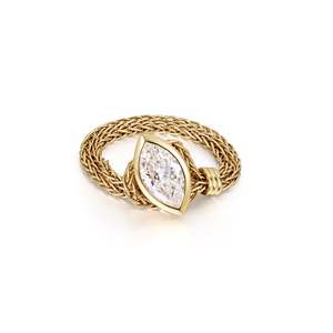 Anillo de Cadena con Diamantes Marquise Chic de 1.00 Ct D-F VVS1-VS2, Diamante Cultivado en Laboratorio en Oro Amarillo de 18K, para Novia, Boda, Compromiso, Fiesta - Product Image 1