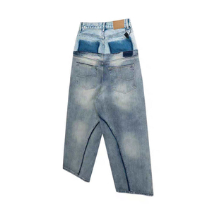 Nuevos pantalones de mezclilla de doble cintura con lavado ácido de alta calidad para hombres y Pantalones rectos elegantes de gran tamaño, pantalones vaqueros holgados transpirables para hombres - Product Image 5