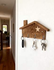 Elegant wooden wall <b>shelf</b> <b>with</b> heart cutout and sturdy hanging pegs. Available at wholesale prices - Product Image 6