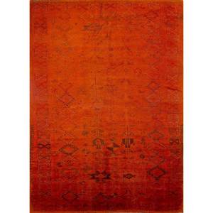 Tapis en laine noué à la main de grande taille, style vintage, motif géométrique rouge et orange, pour la maison, le salon, le couloir ou la chambre - Pae-150 - Product Image 1