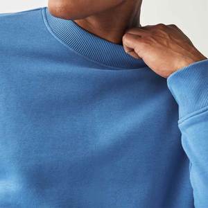 Jersey pesado de algodón 100% de alta calidad para hombre, sudadera de ajuste Regular/Sudadera con cuello redondo de Color sólido liso al por mayor - Product Image 3