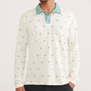 Col boutonné d'été pour chemises, ample, personnalisé, en polyester/coton, tricoté, uni, manches longues pour t-shirts - Product Image 1