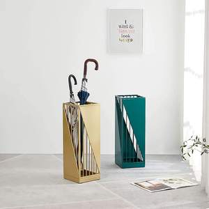 Soporte de suelo creativo y ecológico para paraguas, no plegable, con ganchos y orificios de drenaje, 58x20x20cm, dorado, para herramientas manuales - Product Image 2