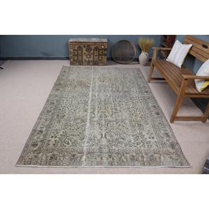 Vintage Rug, 5.4x8.6 ft Large Rug, Gray <b>Brown</b> <b>Wool</b> Rug - Product Image 4