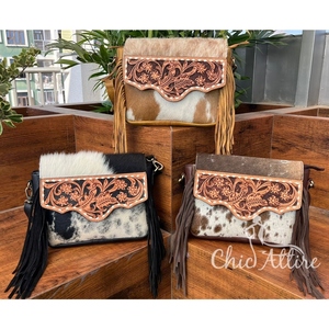 Vente en gros de nouveautés Sac à bandoulière en cuir de vachette usiné à la main pour femmes à la mode Sacs à bandoulière à franges en cuir véritable de haute qualité - Product Image 1