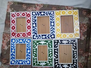 Cadre photo incrusté d'os 4x6 cadre photo à carreaux fait main pour décor rustique Boho maison et table - Product Image 3