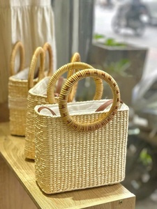 Water Hyacinth Bohemian Rectangle <b>Storage</b> <b>Basket</b> with Handle Eco-Friendly Clothing <b>Storage</b> for Beach Use - Product Image 2