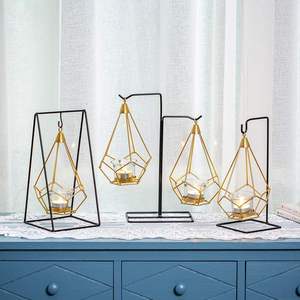 Exclusivo nuevo tradicional elegante recubierto de oro Metal y vidrio vela tarro hogar Interior decorativo linterna titular para decorar el hogar - Product Image 5