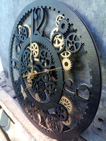 Horloge murale industrielle en métal sculpté style nautique antique avec engrenages mobiles pour bureau, design moderne, décoration intérieure Europe Inde
