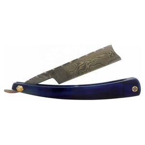 Cuchilla de acero de Damasco hecha a mano, maquinilla de afeitar recta para hombre con alfiler de mosaico único y mango de madera Pakka - Product Image 4