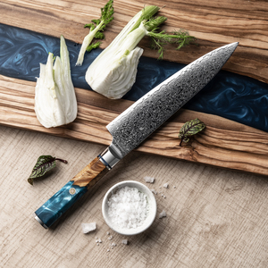 มีดเชฟเหล็กดามัสกัสสำหรับใช้ในครัวมีดดีไซน์ใหม่งาน OEM คุณภาพระดับพรีเมียมงานออกแบบได้ตามต้องการ - Product Image 1