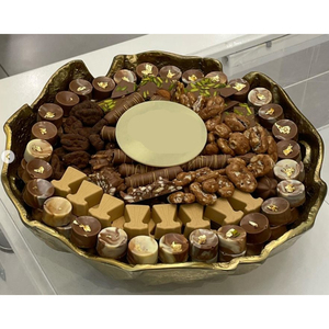Bol à chocolat exclusif en métal argenté et doré Porte-bonbons Plateau de service au chocolat pour les mariages et les fournitures d'hôtel à domicile - Product Image 1