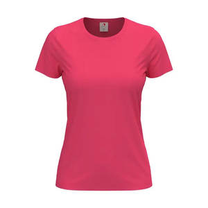 Camiseta con cuello redondo para mujer de algodón orgánico liso sin etiqueta de tamaño personalizado, camiseta sin logotipo - Product Image 2