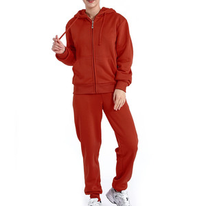 Conjunto de chándal deportivo de gimnasio de algodón 100% para mujer, chaqueta con cremallera completa sólida, Sudadera con capucha, Jogger, ropa de entrenamiento de talla grande para correr - Product Image 1
