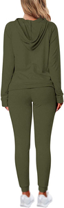 Ensemble de survêtement décontracté pour femmes, imprimé uni, deux pièces, 100% coton, respirant, jogging, vêtements de sport, survêtement, sweat-shirt à capuche - Product Image 3