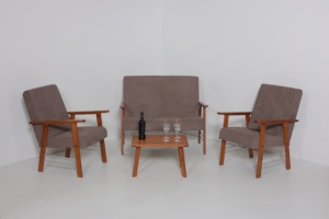 ชุดโซฟาไม้และโต๊ะกาแฟสไตล์ร่วมสมัยสำหรับห้องนั่งเล่น ใช้ได้ทั้งภายนอกและภายในบ้านพักตากอากาศและอพาร์ตเมนต์ - Product Image 2