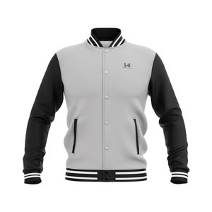 Chaqueta Universitaria Unisex con Parches Tejidos, Mangas de Lana, Bolsillo, Personalizable, Satén, Lona, Primavera, Bordado Formal, Estilo Varsity - Product Image 1