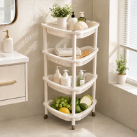 Étagère de rangement triangulaire multi-niveaux, support d'angle en plastique, étagère roulante utilitaire