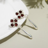 Nature Gemstone Jewelry 925 Sterling Silver Ovale Rouge Grenat Semi-Précieuse Gemstone Grenat Boucles D'oreilles Bijoux pour Femmes