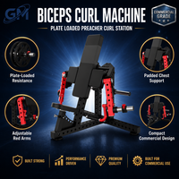 Machine à biceps préprogrammée à charge libre robuste avec accoudoirs réglables pour l'entraînement de force en salle de sport commerciale