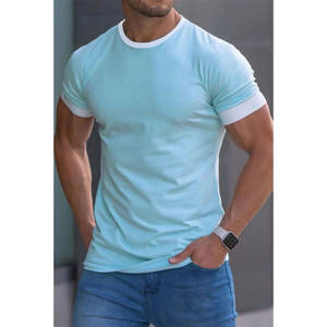 T-shirt à la mode coupe ample pour hommes 100% coton T-shirts de couleur unie tendance de haute qualité pour hommes - Product Image 1