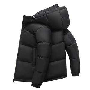 Veste d'hiver matelassée en duvet pour homme, tendance, de haute qualité, coupe-vent, avec capuche et col montant, légère pour homme - Product Image 4