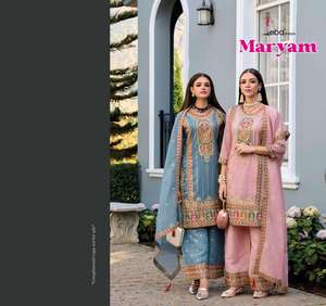 Elegant Pakistani Lawn Suit Collection Wholesale Supplier Of <b>Three</b> Piece Unstitched Embroidered Simar Organza Dress Material - Product Image 6