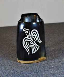 Mug en corne de bœuf naturelle, artisanal, authentique, pour les fêtes de Noël, décoration, Europe - Product Image 1