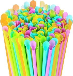 Top Selling Film Wrapped / Unwrapped Colorful Plastic Spoon Straws For Convenience From Viet Nam