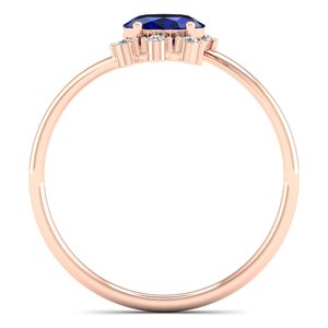 Anillo de Compromiso REYES con Zafiro Azul de Corte Ovalado de 0.5 Quilates y Moissanita en Plata de Ley 925 para Mujer, Último Diseño - Product Image 4
