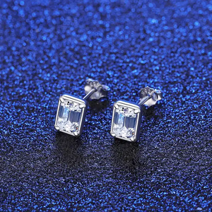 NOVAMART Fine Confidence-Boosting 1.2ct <b>Crystal</b> Clear Emerald Cut Moissanite <b>Stud</b> <b>Earrings</b> Wholesale Export - Product Image 4