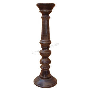 Impress Your Guests With Stunning Beauty of Solid Mango Wood Hand Carved <b>Candle</b> Holder <b>Pillar</b> at Wholesale Price Low MOQ - Product Image 2