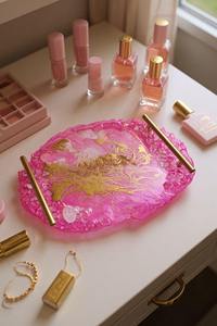 Plateau en résine à prix avantageux avec sous-verres, modèle simple et élégant, ensemble de sous-verres pour un usage quotidien à la table - Product Image 5