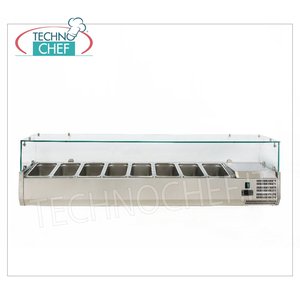 Équipement de réfrigération pour cuisine commerciale, vitrine de présentation d'ingrédients pour pizza de 180 cm de long, pour 8 récipients gastro-normes 1/3 - Product Image 1
