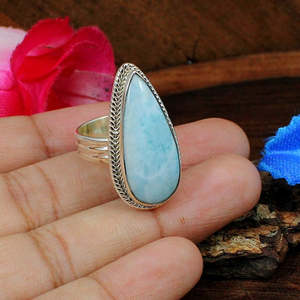 แหวนเงินอัญมณีลาริมาร์ธรรมชาติหลวมคริสตัลธรรมชาติ - Product Image 5