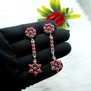 Pendiente de Plata de Ley 925, elegante regalo de boda de Coral rojo Natural, regalo de aniversario, joyería de oro - Product Image 2