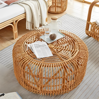 Table basse en rotin spirale artisanale artisanale meubles durables uniques Table basse en rotin élégant