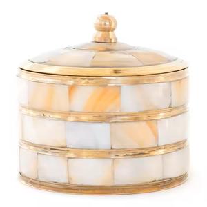 Producto de calidad superior Diseño de latón Caja de almacenamiento de joyería de forma redonda Caja de joyería de madera y nácar con tapa de latón - Product Image 6