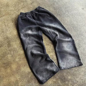 Custom Logo <b>Men</b> <b>Joggers</b> Street Wear Washed <b>Men's</b> Flare Sweatpants Flare <b>Cargo</b> Stacked <b>Men's</b> Acid Wash Pants Flare Trousers - Product Image 3