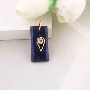 ขั้วต่อพลอยโซดาลิทธรรมชาติทรงบาแกตต์เครื่องรางขนาดเล็กทรงเหลี่ยมเพชรสวิสตัวเรือนตัวเชื่อมต่อเครื่องประดับจี้ DIY จากดีไซเนอร์ - Product Image 2