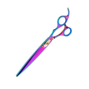 Ciseaux de toilettage pour animaux de compagnie en acier à haute teneur en carbone multicolore en titane avec repose-doigt - Product Image 1