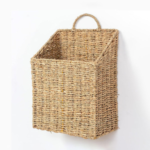 Cesta colgante de pared para cartas y correo, contenedor de mimbre marino, soporte para periódicos y revistas, accesorios para el hogar y la oficina - Product Image 4