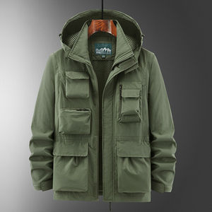 Chaqueta con capucha vaquera impermeable de alta calidad para hombre 2025, ropa de abrigo de estilo Vintage desmontable personalizada para invierno - Product Image 5