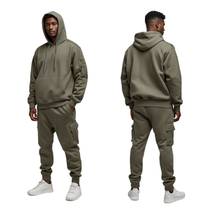 Ensemble de survêtement décontracté haut de gamme en coton épais, coupe oversize, avec sweat à capuche et pantalon de jogging, Fourniture d'usine, Vêtements OEM ODM - Product Image 1
