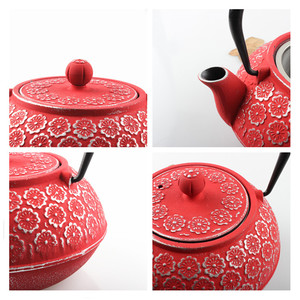 กาน้ำชาเหล็กหล่อญี่ปุ่นโบราณ 600 มล. เคลือบเอนาเมลด้านใน ใช้กับเตาได้ กาต้มน้ำชาแบบขายส่ง พร้อมที่กรองใบชา - Product Image 3