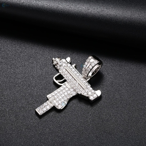 Pendentif en diamant de laboratoire glacé, style rappeur, pendentif pistolet, bijoux tendance hip-hop pour homme - Product Image 5