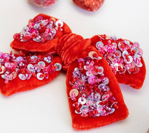 Barrettes à cheveux brodées de sequins style Saint-Valentin pour bébés filles, accessoires pour cheveux de filles, nœuds pour cheveux de filles - Product Image 5