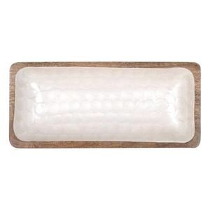 ถาดเคลือบตกแต่งและจานสไตล์อเมริกันถาดเสิร์ฟอุปกรณ์คาเฟ่ร้านอาหารถาดแสดงขนมเคลือบสีขาว - Product Image 4