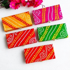 Caja de madera Bandhej, regalo de devolución de fiesta para invitados, boda, favores de Mehndi Haldi, obsequios de despedida de soltera, Idea de regalo, cajas de frutas secas Eid - Product Image 4