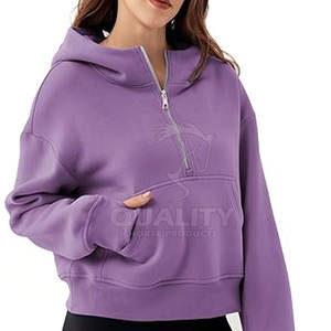Sudaderas con capucha de media cremallera para mujer de calidad superior, ropa de calle cómoda con cuello con capucha, venta en línea - Product Image 6